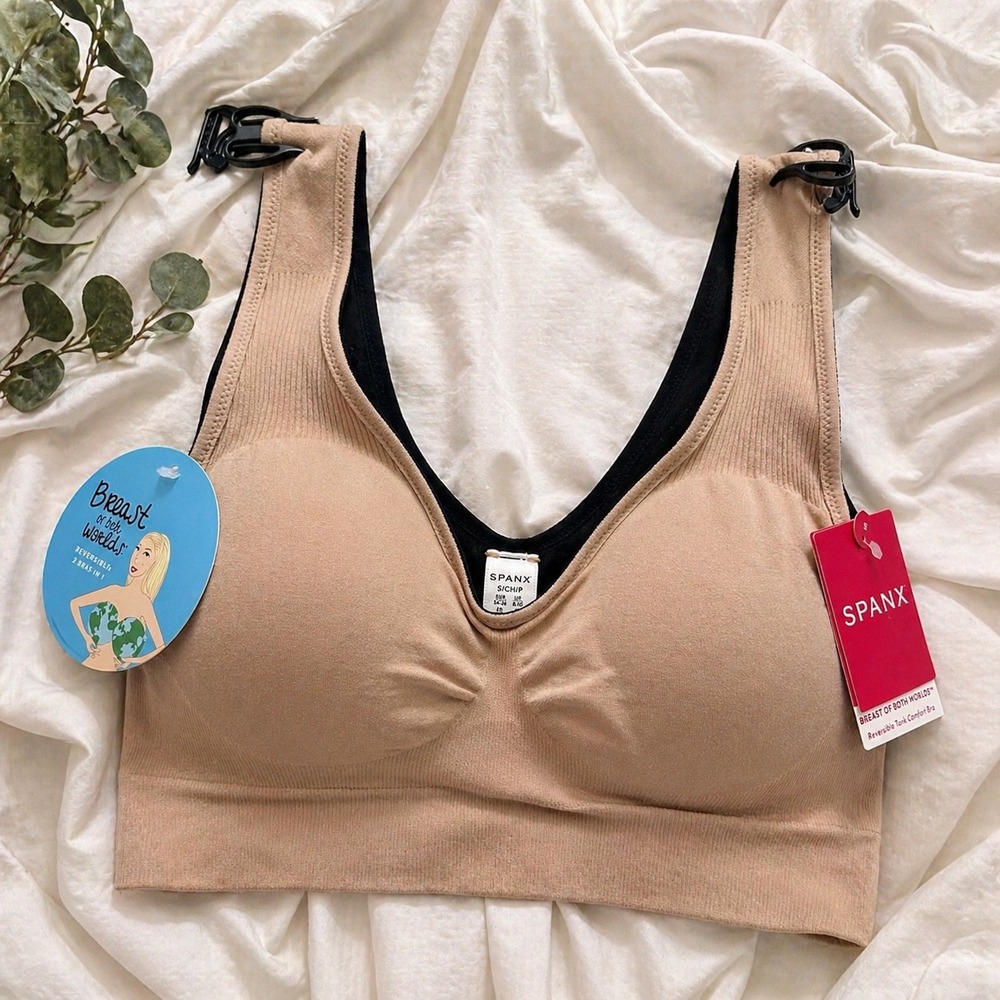 Spanx Breast of Both Worlds Reversible Comfort Bra Small Barely Black NWT